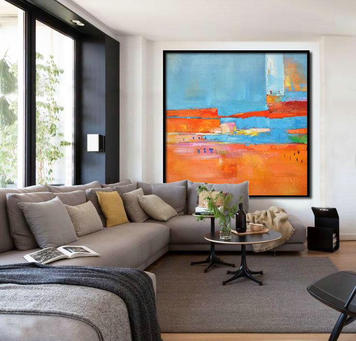 Extra Large 72" Acrylic Painting,Oversized Contemporary Art,Contemporary Canvas Paintings,Red,Blue,Orange,Yellow,Pink.etc